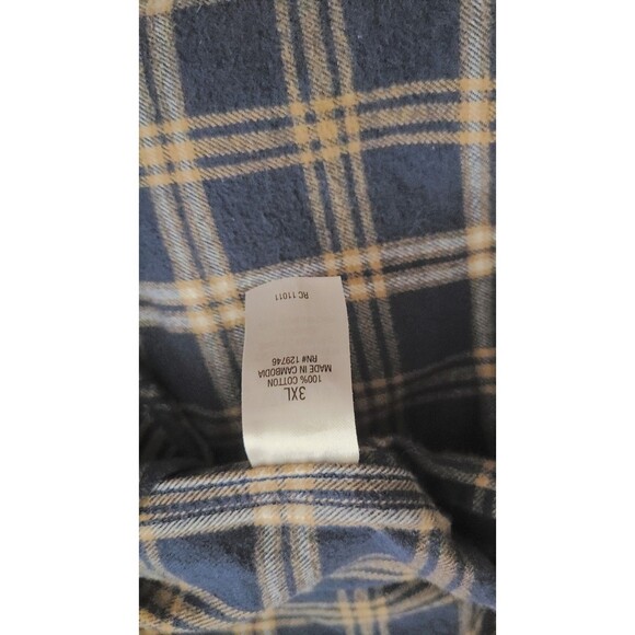 Ridgecut Toughwear Shirt 3XL Blue Plaid Heavy Flannel Button Up Long Sleeve - Picture 5 of 5